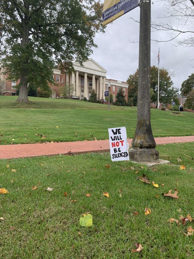 A sign in support of the Black Lives Matter movement and social advocacy, with Wiley Hall in the background, one of many student projects from Bremners class. 