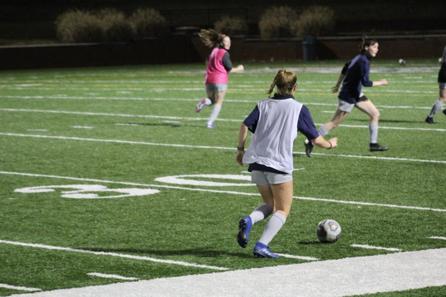The Emory & Henry Womens soccer team is shown practicing. Both Mens and Womens soccer teams have returned to the field as their season begins despite COVID-19.