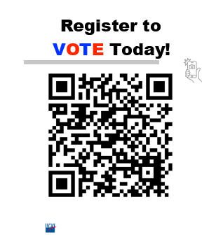 Use this QR code to get more information on voting registration and to register to vote today. 