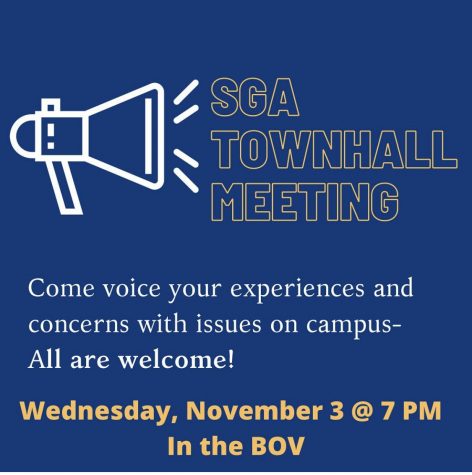 Join the SGA tomorrow for a town hall meeting in the BOV inside Van Dyke