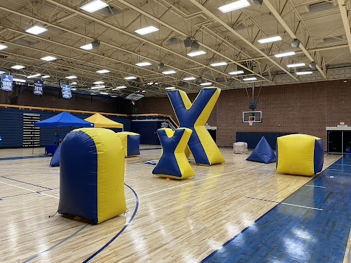 The setup from the Laser Tag Event that the Emory Activities Board hosted on Saturday, Feb. 5 contained inflatable obstacles along with two tents. The Event was held from 6 pm - 11 pm in the King Center.