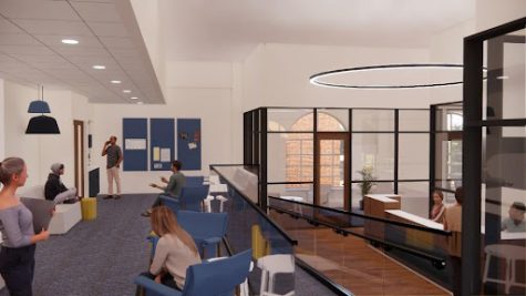 A far departure from the original auditorium, this simulated rendering of the center offers a look into the future of the Student Success Center.
