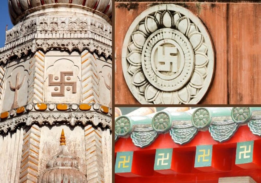 Architectural incorporation of the swastika on buildings in Asian cultures.
